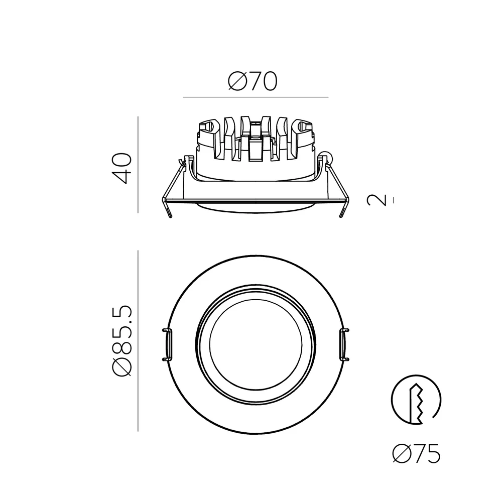 5W LED įleidžiamas šviestuvas TILT, baltas, 2700/3000K, IP40, E4023170B