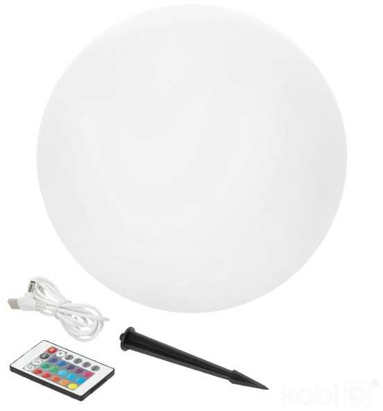 5W LED įsmeigiamas šviestuvas su saulės baterija GARDEN BALL, baltas, 3000K/RGB