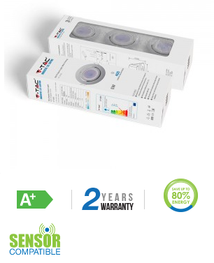V-tac 5W LED lemputė GU10, su rėmeliu, nikelio korpusu, 6400K (šaltai balta)