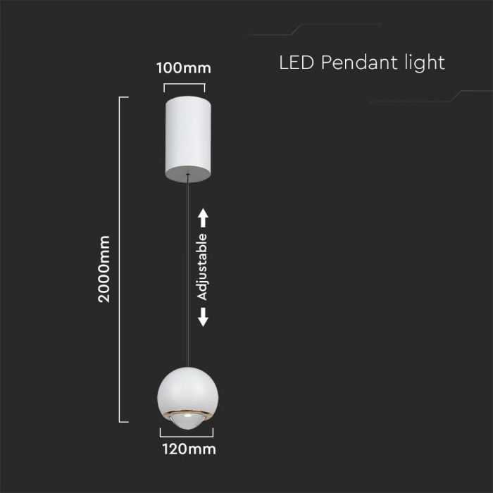 V-tac 5W LED pakabinamas šviestuvas, baltas, 3000K