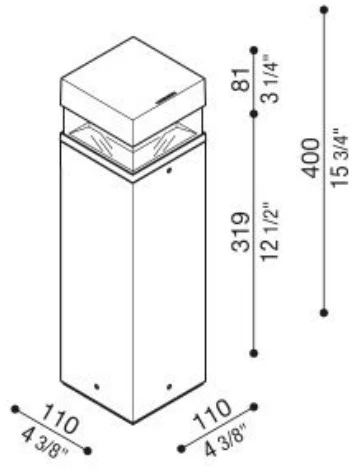 5W LED pastatomas lauko šviestuvas TOK QL H400, antracito sp., 3000K