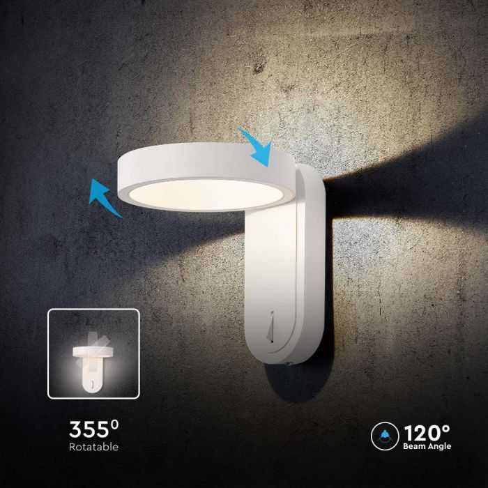 Sieninis šviestuvas V-tac 5W LED paviršinis šviestuvas, baltas, 3000/4000K
