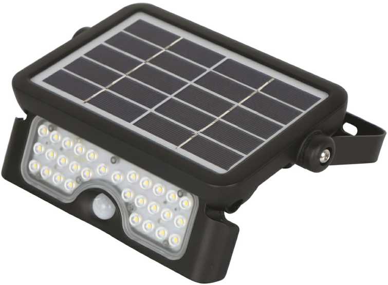 5W LED prožektorius su saulės baterija ir judesio davikliu MHC, juodas, 4000K