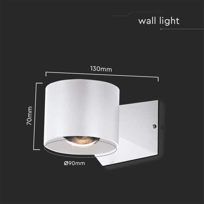 V-tac 5W LED sieninis šviestuvas, baltas, 3000K