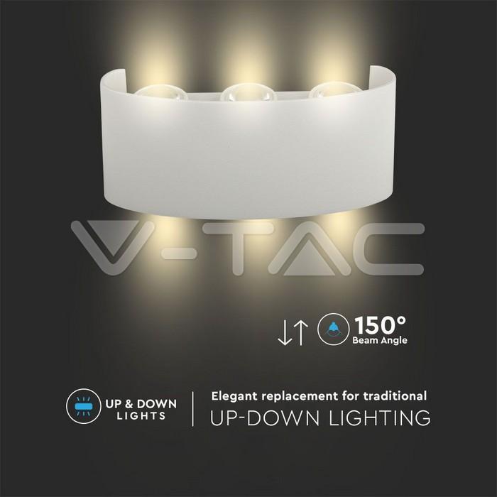V-tac 5W LED sieninis šviestuvas, baltas, 3000K, IP65