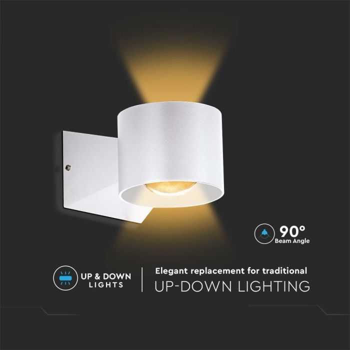 V-tac 5W LED sieninis šviestuvas, baltas, 4000K