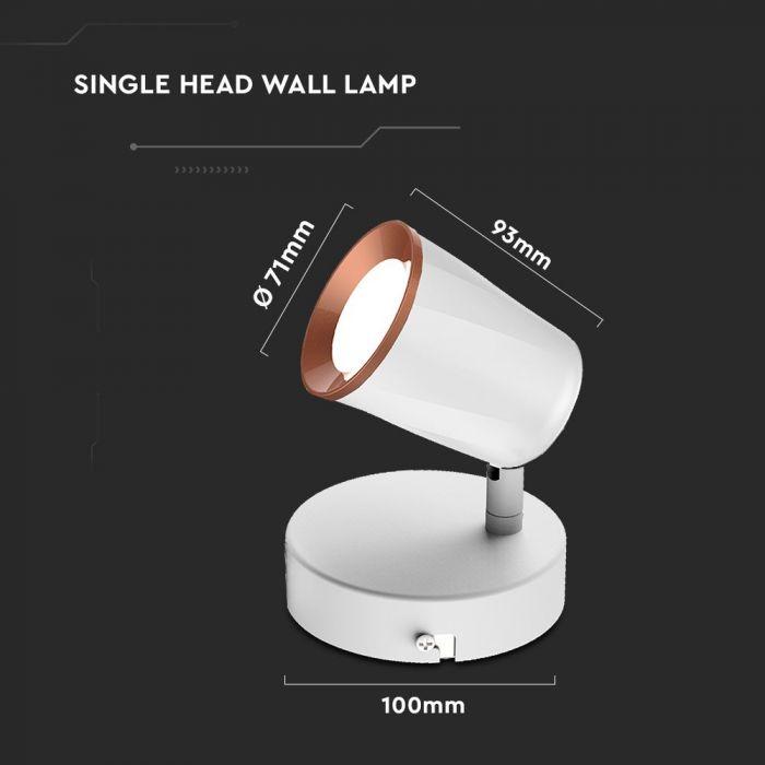 V-tac 5W LED sieninis šviestuvas, baltas, 4000K