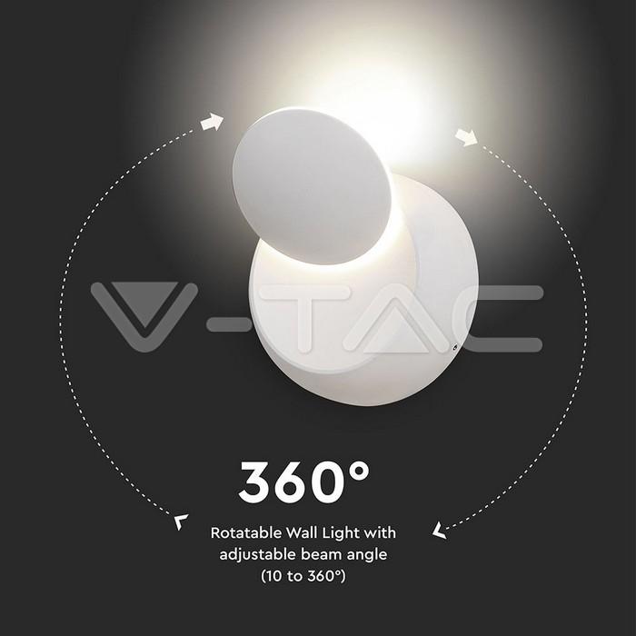 V-tac 5W LED sieninis šviestuvas, baltas, 4000K