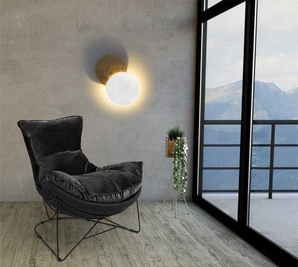 5W LED sieninis šviestuvas ECLISE, aukso/baltos sp., 3000K