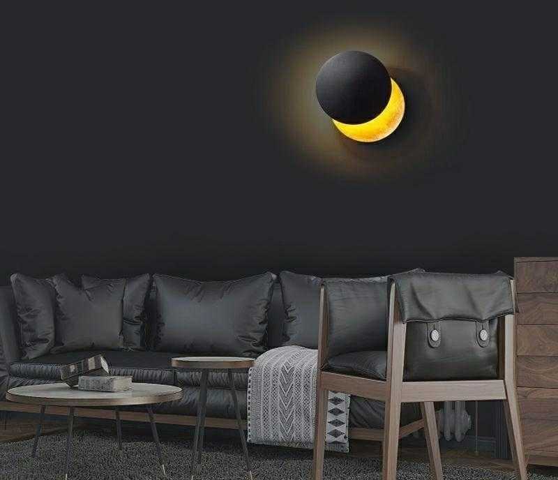 5W LED sieninis šviestuvas ECLISE, aukso/juodos sp., 3000K