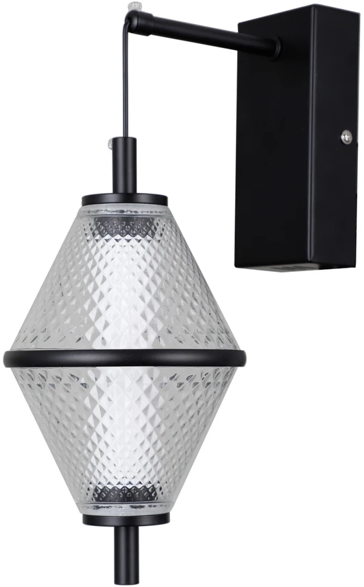 5W LED sieninis šviestuvas FUENTE, juodos sp./skaidrus, 3000K