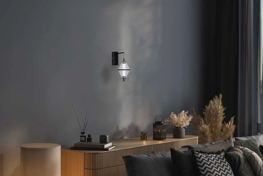 5W LED sieninis šviestuvas FUENTE, juodos sp./skaidrus, 3000K