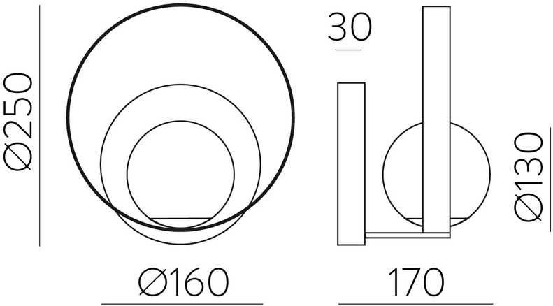 5W LED sieninis šviestuvas HALO, aukso/baltos sp., 2700/3000K, A3815170O