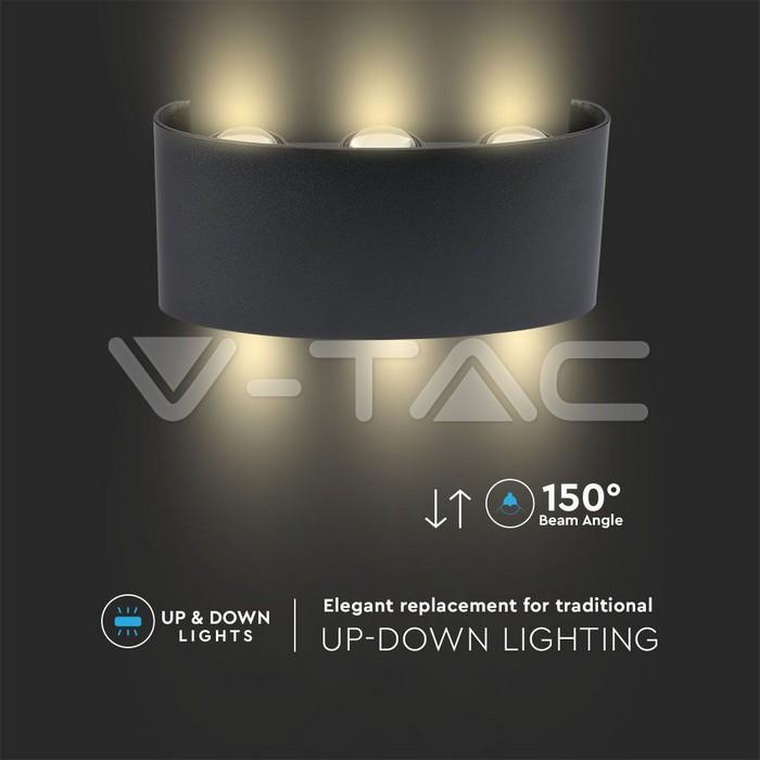 V-tac 5W LED sieninis šviestuvas, juodas, 3000K, IP65