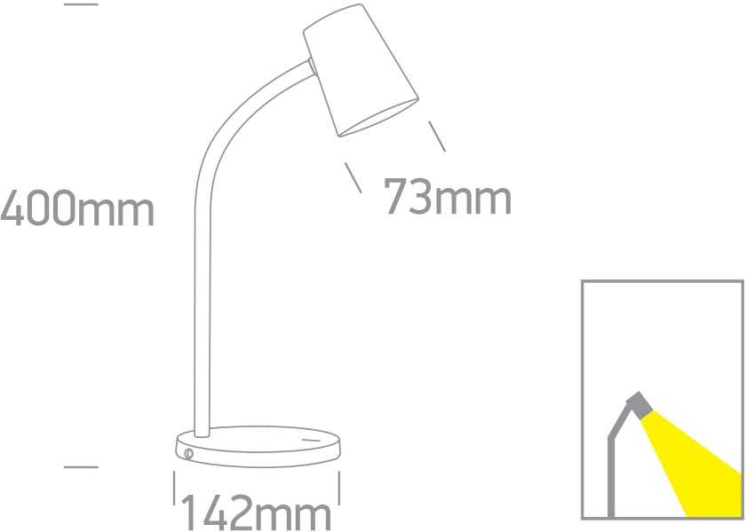 5W LED stalo šviestuvas, juodas, 3000K, dimeriuojamas, 61110/B/W