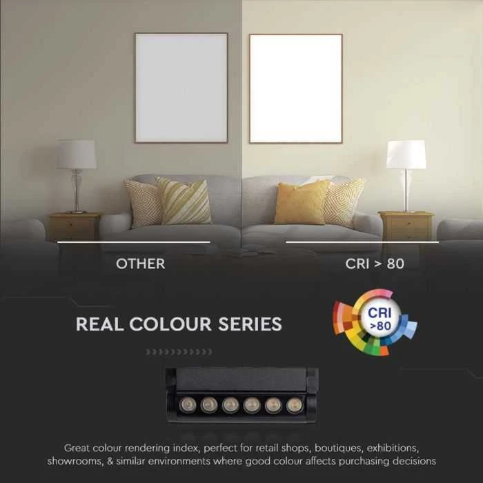 V-tac 5W LED šviestuvas į magnetinius bėgelius, juodas, 4000K, pakreipiamas