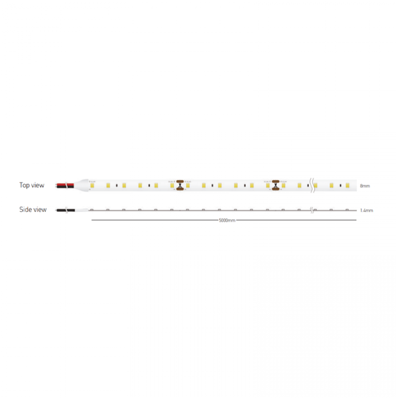 5W/m LED juosta, 24V, 120LEDs/m, 3000K, IP20, 5m ritė, LS45