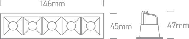 5x2W LED įleidžiamas šviestuvas, baltas, 3000K, 50502B/W/W