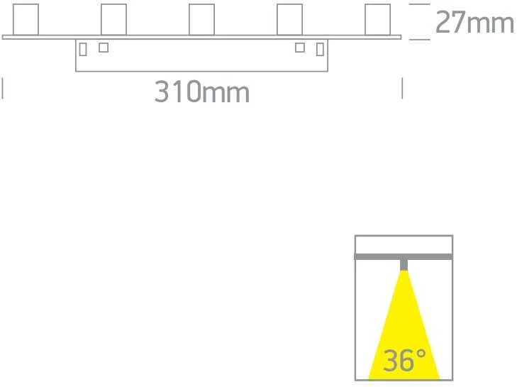 5x2W LED šviestuvas į magnetines sistemas ONELIGHT MINI/MIDI, juodas, 3000K, 42128C/B/W