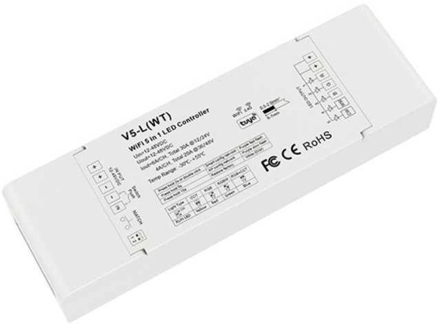 5x(72-192)W TUYA aplikacijos WiFi & RF LED valdiklis, 5 kanalų, veikia per WIFI ir TUYA