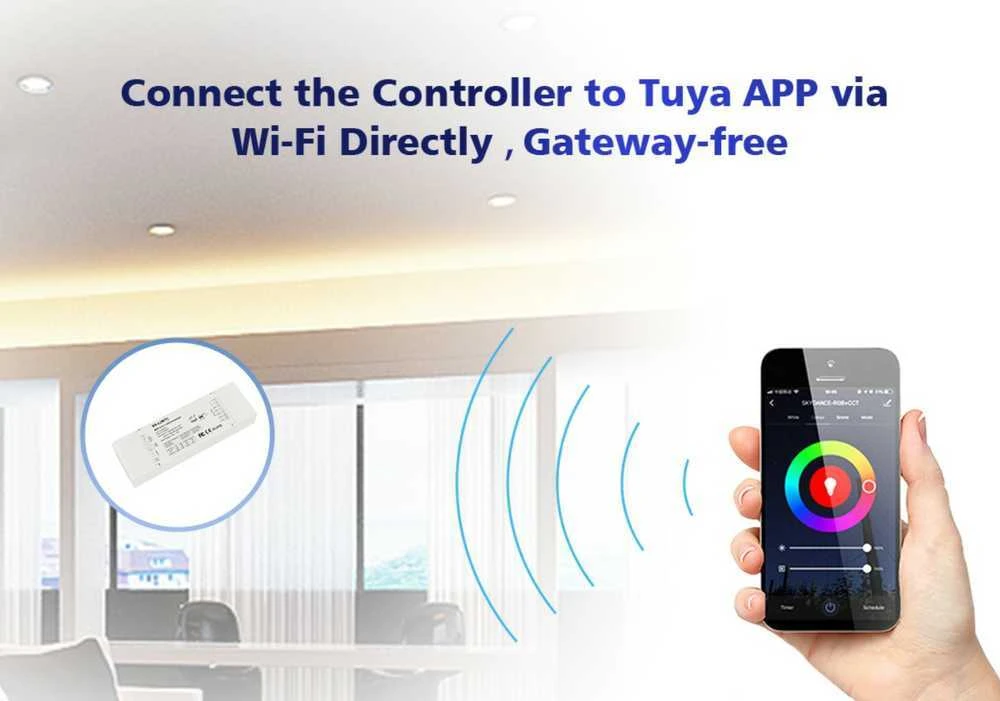 5x(72-192)W TUYA aplikacijos WiFi & RF LED valdiklis, 5 kanalų, veikia per WIFI ir TUYA