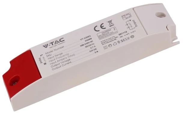 60W LED maitinimo šaltinis, 12V, 5A, IP44