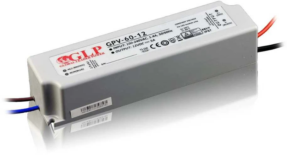 60W LED Maitinimo šaltinis GLP 24V IP67