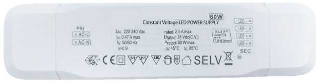 60W LED maitinimo šaltinis, IP20, 24V, 00/8078