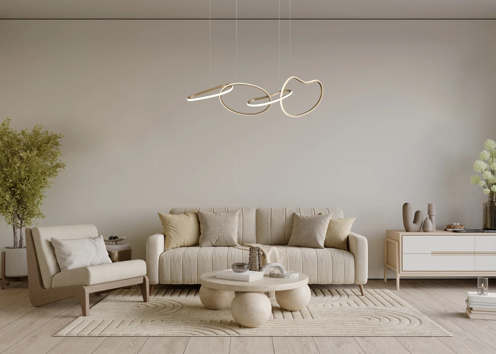 60W LED pakabinamas šviestuvas FONTE, aukso sp., 3000/4000/6000K
