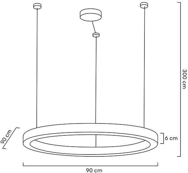 60W LED pakabinamas šviestuvas RING LUXURY 90, aukso sp., 3000K