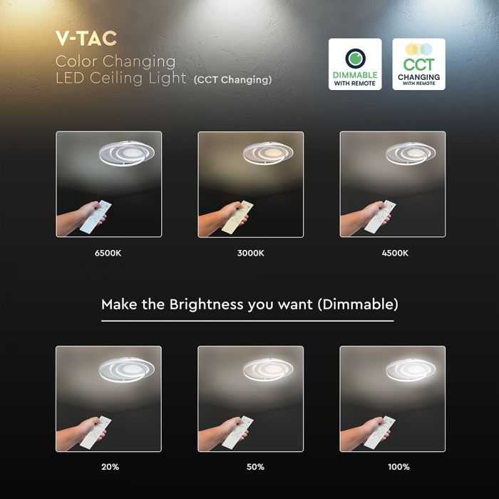 Lubinis šviestuvas 60W LED paviršinis šviestuvas, baltos sp., 3000/4500/6500K, dimeriuojamas