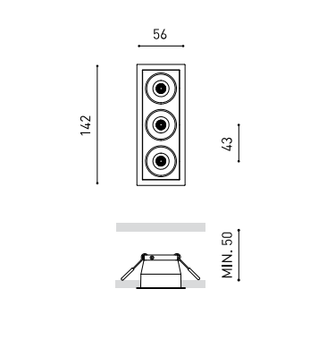 6,3W LED įleidžiamas šviestuvas FOSTER REC 3, juodas, 3000K
