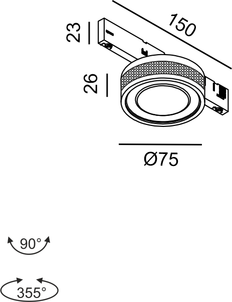 6,3W LED šviestuvas SOL MINI į magnetinę sistemą MICRO_LINE, vario/juodos sp., 3000K, DALI