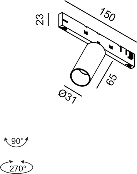 6,3W LED šviestuvas TUB S A 60 į magnetinę sistemą MICRO_LINE, žalvario/juodos sp., 3000K, 36°