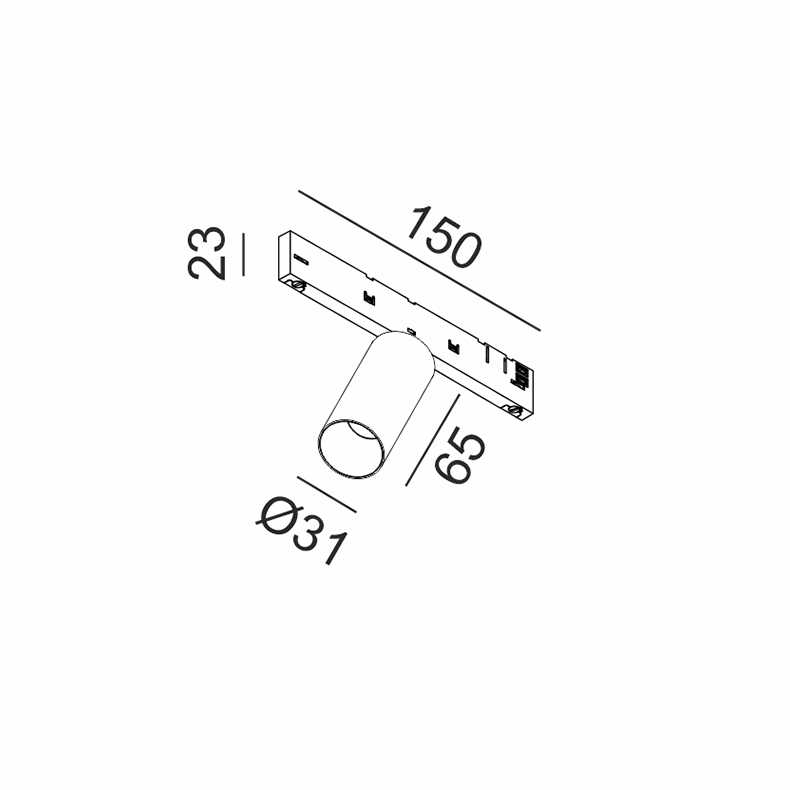 6,3W LED šviestuvas TUB S A 60 į magnetinę sistemą MICRO_LINE, smėlio sp., 3000K, 36°