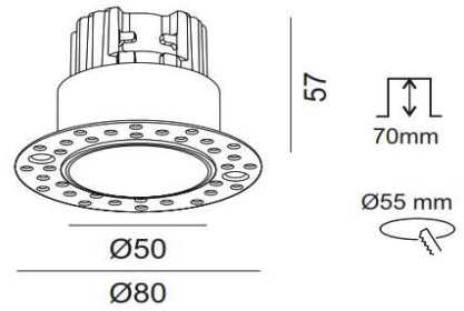 6,3W LED užglaistomas šviestuvas INVISIBLE MINI R, juodas, 3000K, IP44