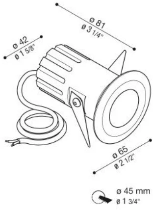 6,5W LED įleidžiamas į žemę šviestuvas CNC 50 2.0 T, juodas, 3000K, 50°