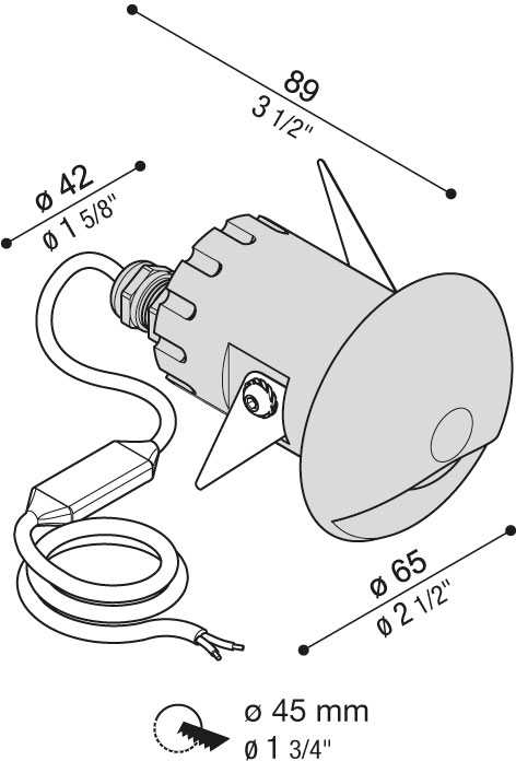 6,5W LED įleidžiamas lauko šviestuvas CNC 50 TOP L, pilkas, 3000K
