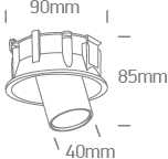 6,5W LED įleidžiamas, pakreipiamas šviestuvas, juodas, 3000/3500/4000K, dimeriuojamas, 11107C/B/V