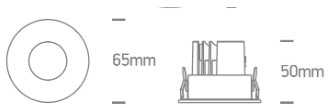 6,5W LED įleidžiamas šviestuvas, baltas, 3000K, dimeriuojamas, 10107PA/W/W
