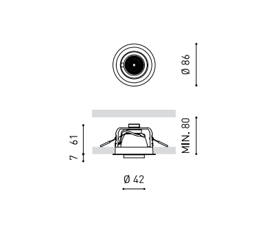 6,5W LED įleidžiamas šviestuvas POP UP, baltas, 2700K