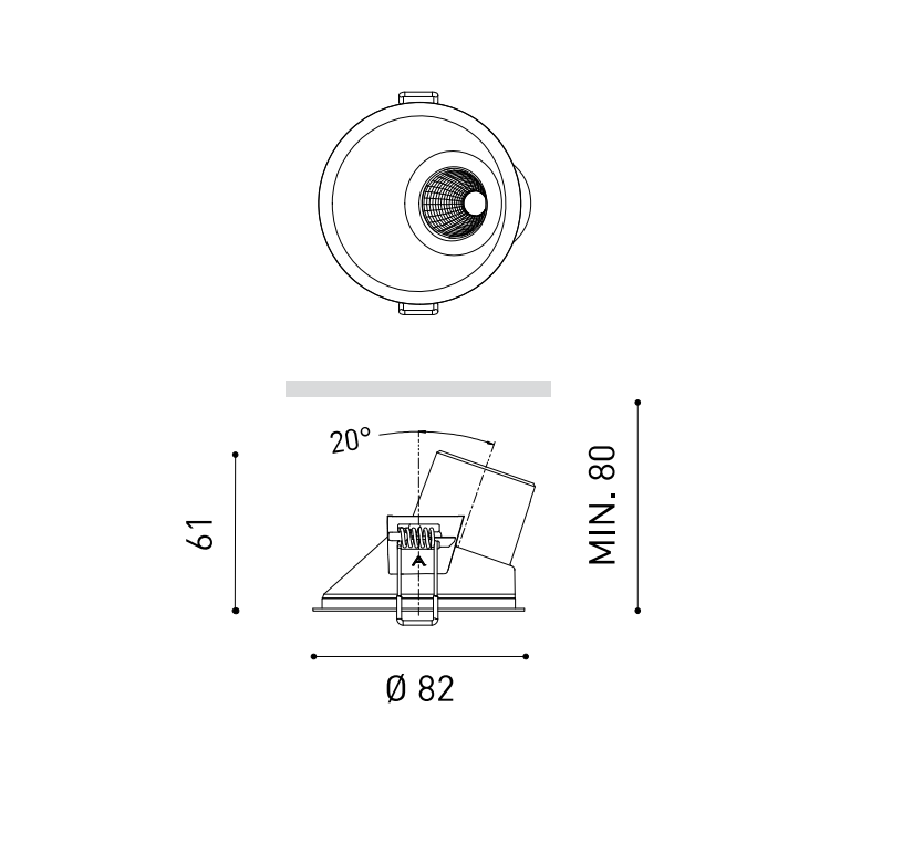 6,5W LED įleidžiamas šviestuvas SHOT LIGHT M ASYMM, juodas, 2700K, dimeriuojamas