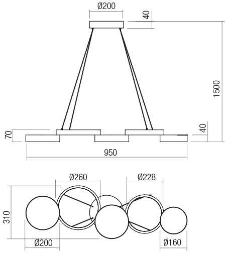 65W LED pakabinamas šviestuvas CRONOS, baltas, 3000K, dimeriuojamas, 01-2542