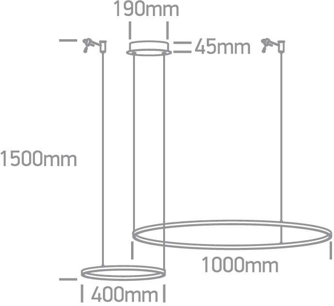 65W LED pakabinamas šviestuvas, juodas, 3000K, 40cm/100cm, dimeriuojamas, 63150A/B/W