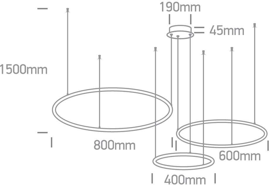 65W LED pakabinamas šviestuvas, juodas, 3000K, 40cm/60cm/80cm, dimeriuojamas, 63150B/B/W
