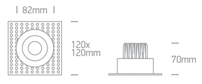 6,5W LED užglaistomas pakreipiamas šviestuvas, baltas, 3000K, 11107BT/W/W