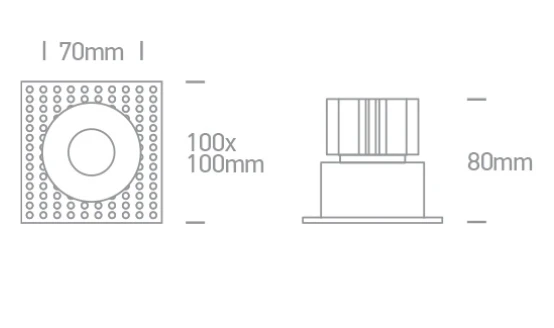6,5W LED užglaistomas šviestuvas, baltas, 3000K, 10107BT/W/W