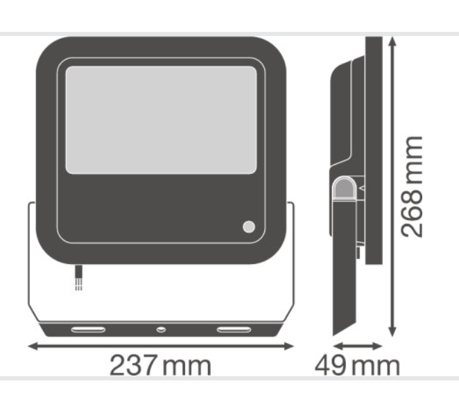 65W Prožektorius PHOTOCELL, su foto rėle, 4000K, IP65, juodas