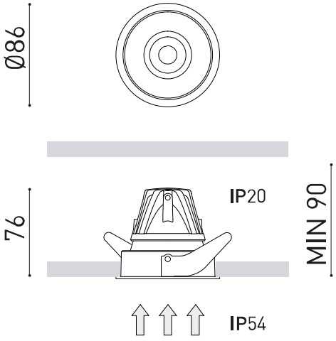 6,6W LED įleidžiamas šviestuvas BUDDY FLOOD, baltas, 2700K, IP54, 54°, DALI