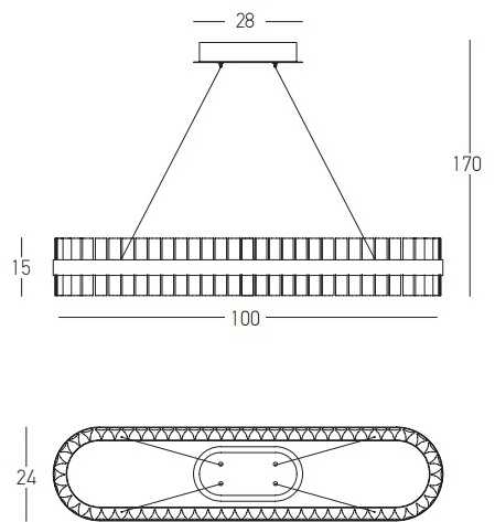 68W LED pakabinamas šviestuvas, aukso sp., 3000K, dimeriuojamas, 22041
